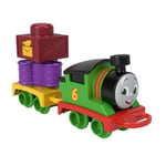 Fisher-Price Locomotive à pousser Thomas et ses Amis Mon Premier Percy, train avec marchandise à empiler pour les enfants à partir de 18 mois, HXP53