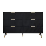 Sideboard, modern byrå - 6 lådor - spånskiva - svart