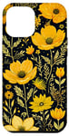 Coque pour iPhone 13 Pro Max Motif floral chic jaune moutarde et noir