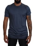 DOLCE & GABBANA T-shirt Blue Silk Men Short Sleeve Tops IT54/US44/XL 680usd