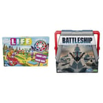 Hasbro Gaming The Game of Life Game, Family Board Game for 2 to 4 Players, for Kids Ages 8 and Up, Includes Colourful Pegs & Battleship Classic Board Game, Strategy Game For Kids Ages 7 and Up