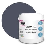 BOX DECO COULEURS Peinture murale acrylique aspect satin Aqua Déco - 2,5 L, Gris Anthracite
