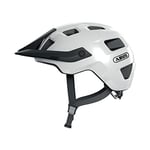 ABUS MTB-Helm MoTrip - Casque de vélo robuste avec visière réglable en hauteur pour VTT - ajustement individuel - unisexe - Blanc brillant, M