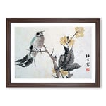 Big Box Art Bird Upon a Branch by Ren Yi Framed Wall Art Picture Print Ready to Hang, Walnut A2 (62 x 45 cm)