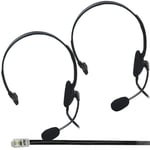 2x RJ9/RJ10/RJ22 Telephone Phone Headset Headphone & Microphone/Mic - Call Centre Work Home Office Skype Unit Kit - Loops