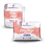 Slumberdown Cosy Hugs 13.5 Tog Winter Warm Single Duvet Plus 2 Medium Support Pillows