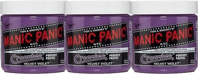 Manic Panic Velvet Violet Pastel Classic Creme Semi Permanent Hair Dye 3x 118ml