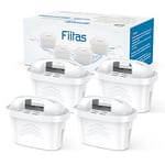 Fiitas Filtre Cartouche pour Brita Maxtra Plus Compatible avec Brita Marella/Style/Aluna Carafe pour Réduire la Chaux, le Chlore, le Plomb (Pack de 4) FTS005