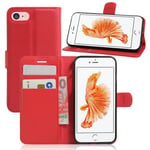 iPhone SE 3 5G (2022) / 2020 8/7 - läderfodral plånbok Röd