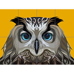 Owl Illustration On Orange XL Giant Panel Poster (8 Sections) Affiche