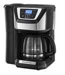 Russell Hobbs Chester Grind & Brew Filter Coffee Machine, Bean to cup, Quiet brew technology, 1.5L Carafe/12 cups, 4-12 Cup brewing option, 24hr timer, 40min keep warm, Washable filter, 1025W, 22000