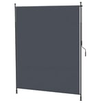 Vertikal markis 200 x 292 cm, vertikalt infällbar med justerbart solskydd av grå aluminium för terrasser och balkonger
