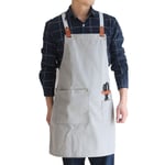 FMSBSC Professional Kitchen Apron for Chef, Artist, Grill, BBQ, Shop, Baking, Adjustable Cross Back Straps + Pockets + Towel Loops, Apron for Men Women,Gray