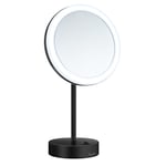 Smedbo Outline makeup spejl med lys, Ø20 cm, sort