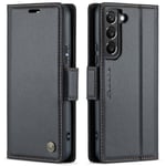 Samsung S21 - Fodral Premium Läder 4-FACK CaseMe® Svart Black