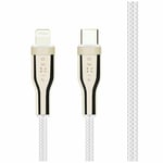 FIXED METAL USB-C/Lightning MFI flätad kabel 2m Vit