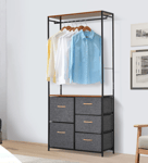 Metal Open Wardrobe Industrial Storage Cabinet Tall Clothes Hanger Coat Rack