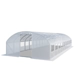 TOOLPORT Tunnelväxthus Växthus 4x10m stabil & hållbar med fönster - 180 g/m² tjock PE-presenning vit transparent