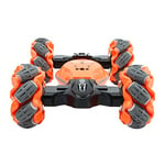 CMJ RC Cars Transformable Stunt Car 4WD 2.4GHz Double Sided Rotating Off Road Vehicle 360° Flip, Rechargeable Toy Cars for Boys & Girls Birthday (Orange)