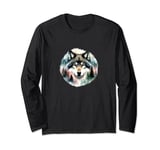 Wild Wolf Moon Howling Nature Lover Animal Spirit Print Long Sleeve T-Shirt