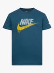 Nike Kids' Gravel Futura Cotton Blend T-Shirt, Teal