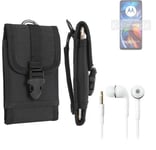 For Motorola Moto E32 + EARPHONES Belt bag outdoor pouch Holster case protection