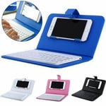 Mini Portable Wireless Bluetooth Keyboard With Leather Case For Dark Blue