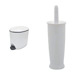 Addis Premium Deluxe Bathroom Office Pedal Bin with Inner, 3.5 Litre, Light Grey & Charcoal Grey & Closed Toilet Brush Set, Plastic, White, 12.5 x 12.5 x 39 cm, 510284