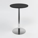 Pyöreä baaripöytä, kiillotettu teräs jalka, kannet useissa väreissä Musta Ø70 cm