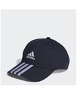 adidas 3-Stripes Cotton Twill Baseball Cap, Blue, Size S, Men