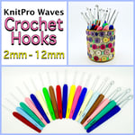 Knitpro Waves Aluminium Crochet Hooks With Soft Coloured Grip Handle 2mm-12mm