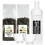 Hario Filter-In 0,75 L Isbryggare Ljusgrå med 2 glas Inkl. Grönt Björnbär Apelsin Te & Grönt Fläderblom Äpple Te 100g