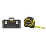 STANLEY FATMAX Waterproof Toolbox Storage with Heavy Duty Metal Latch, Portable Tote Tray for Tools and Small Parts, 23 Inch, 1-94-749 & Tylon 8m/26ft Pocket Tape Yellow/Black, 0-30-656