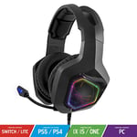 SPIRIT OF GAMER - Elite-H50 – Casque Audio Gamer Full Black - Microphone Flexible – Coussinets Similicuir - LED RGB –Jack 3.5mm Multiplateforme PS5 / XBOX X / PC / PS4 / XBOX ONE / Switch