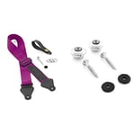 TIGER UAC4-PU-PACK Ukulele Strap Pack includes Strap, Headstock Neck Tie, Strap Button/End Pin and 3 Felt Picks Suitable - Purple & UKE-BTN Ukulele Strap Button - Metal End Pin for Soprano - 2 Pieces