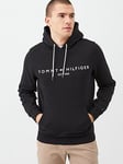 Tommy Hilfiger Core Logo Overhead Hoodie - Black, Black, Size S, Men