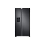 Samsung 7 Series American Style Fridge Freezer, With Wine Shelf, Twin Cooling and Spacemax Tachnology, Features Plumbed Water and Ice, Freestanding, Black, RS68CG883EB1EU