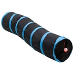vidaXL S-formad kattunnel svart och blå 122 cm polyester -  Leksakstält & tunnlar