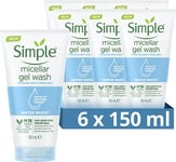 Simple Water Boost Micellar Facial Gel Wash 150Ml,Pack of 6