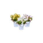 set med 3 konstgjorda blommor i kruka