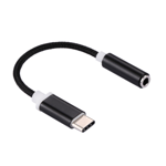 USB-C/ 3.5 mm -adapteri kangaspäällysteisellä johdolla - Musta