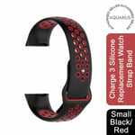 Aquarius Fitbit Charge 3 Silicone Replacement Watch Strap Band Small, Black/Red