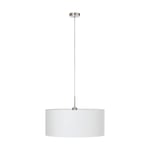 Pendant Light Colour Satin Nickel Steel Shade White Fabric Bulb E27 1x60W