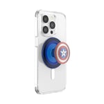 PopSockets: PopGrip Round for MagSafe - Adapter Ring for MagSafe Included - Expanding Phone Stand and Grip with a Swappable Top for Smartphones and Cases - Enamel Captain America