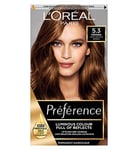 LOral Paris Preference Permanent Hair Dye, Luminous Colour, Light Golden Brown 5.3