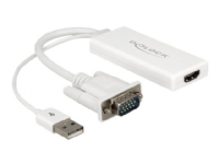 Delock - Adapter för video / ljud - USB, 15 pin D-Sub (DB-15) hane till HDMI hona - 25 cm - vit