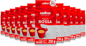 Lavazza Qualità Rossa Ground Coffee, 12x250g Packs, Moka Pot, Chocolate