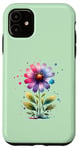 Coque pour iPhone 11 Vert, belle aquarelle fleurs sauvages art floral