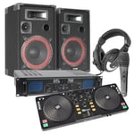 Kraftfullt DJ Paket med Midi-kontroller och högtalare, Set för DJ med högtalare, kontroller, slutsteg och DJ-kit