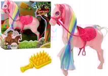 Leantoys Figurinhäst Med Färgad Man Rosa Sadel Borste Gård Rosa
